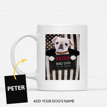 Personalized Dog Gift Idea - Bad White Dog Wearing Collar For Dog Lovers - White Mug